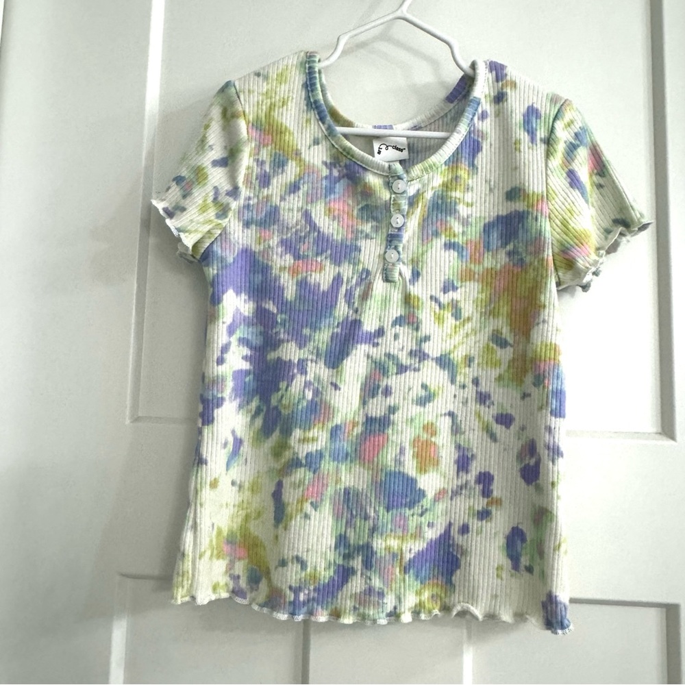 Art Class Girls Ribbed Short Sleeve Tee, M (8), Tie-dye